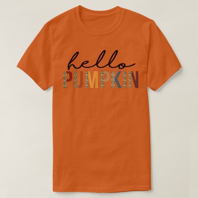 Hej Pumpkin Leopard Fall Autumn Pumpkin Thanksgi T Shirt (Design framsida)