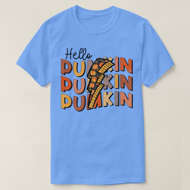 Hej Pumpkin Lightning Bult Fall Hösten T Shirt (Design framsida)