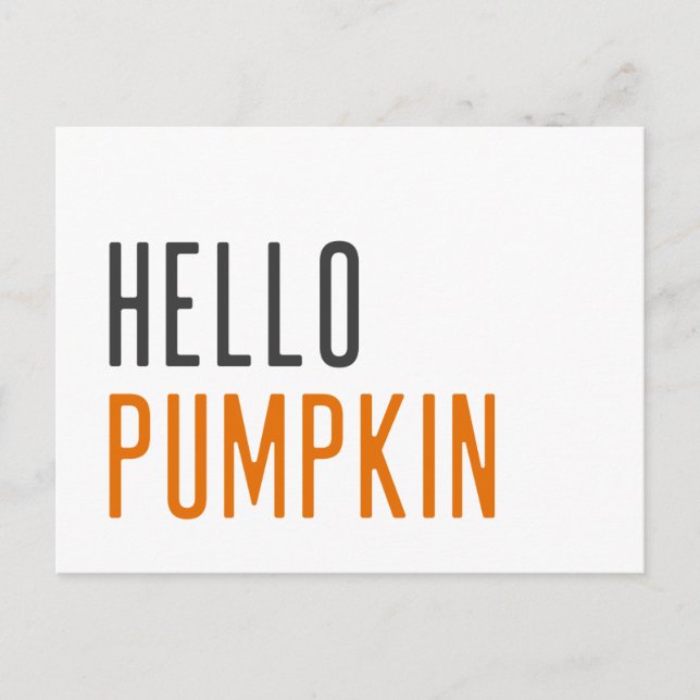 Hej Pumpkin | Minimalistiskt Modern Halloween-Tren Vykort (Framsida)