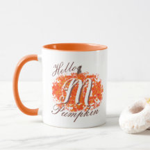 Hej Pumpkin Monogram Abstrakt Höst löv