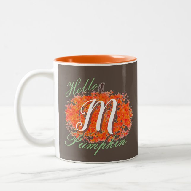 Hej Pumpkin Monogram Pumpkin Two-Tone Coffee Två-Tonad Mugg (Vänster)