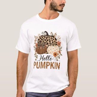 Hej Pumpkin Png, Boho Blommigt Fall Leopard Pumpki T Shirt