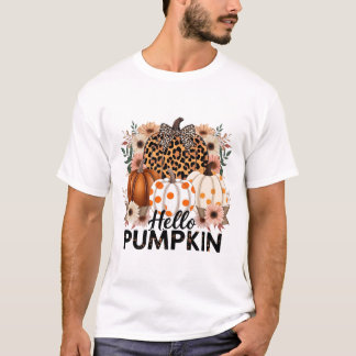 Hej Pumpkin Png, Boho Blommigt Fall Leopard T Shirt