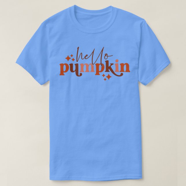 Hej Pumpkin Retro Fall Pumpkin Spice Thanksgivna i T Shirt (Design framsida)