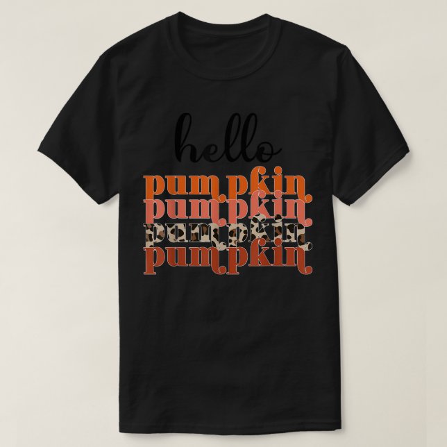 Hej Pumpkin Retro Leopard Hej Fall Autumn Wome T Shirt (Design framsida)