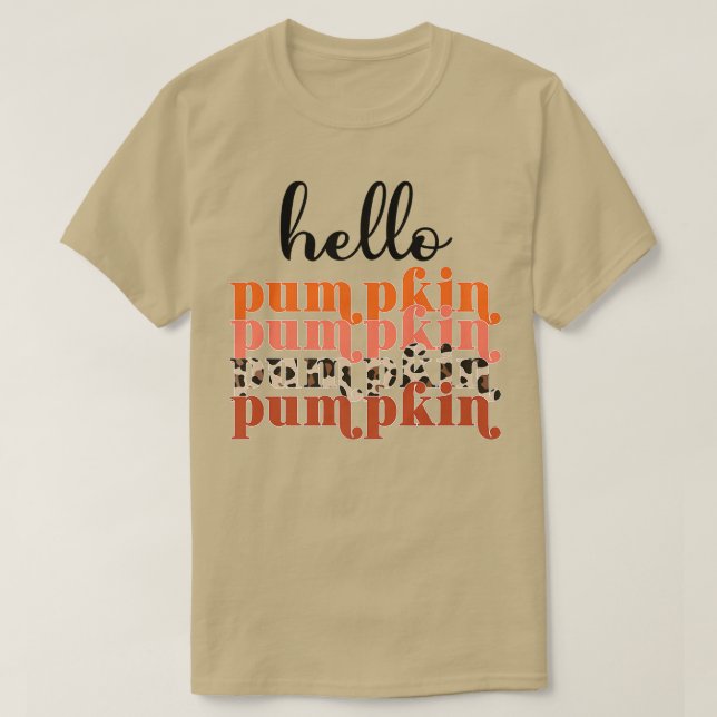 Hej Pumpkin Retro Leopard Hej Fall Autumn Wome T Shirt (Design framsida)