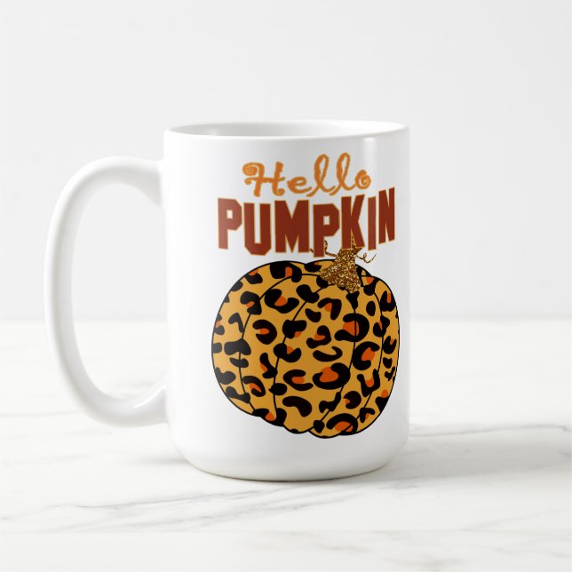 Hej Pumpkin - Skriv ut "Fall Leopard" Kaffemugg (Vänster)