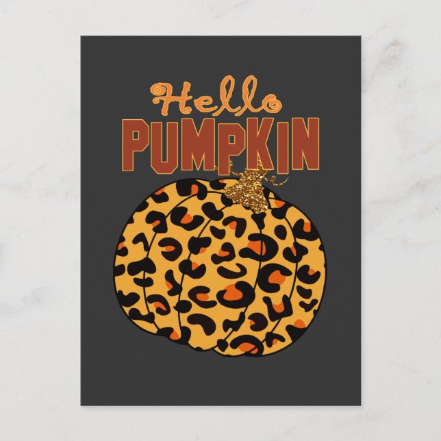 Hej Pumpkin - Skriv ut "Fall Leopard" Vykort (Framsida)