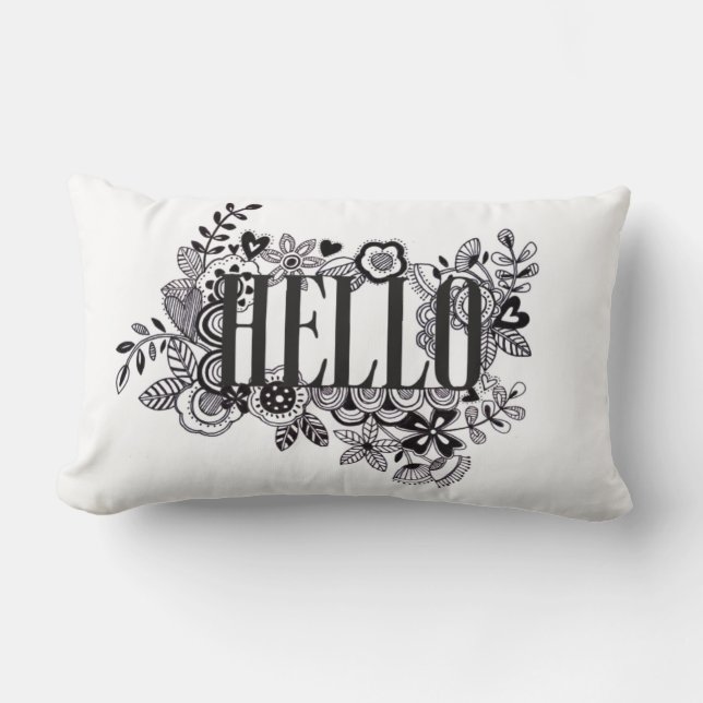 "Hej quirky hand doodled Scatter Cushion Lumbarkudde (Framsida)