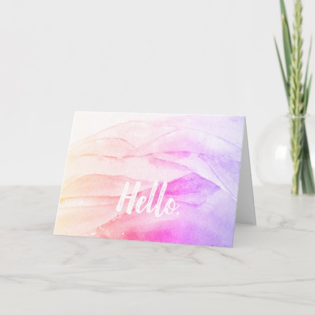 Hej Rainbow Watercolor Card Kort (Framsida)