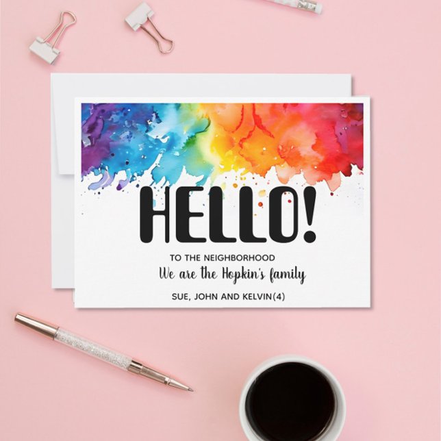 Hej, redigerbar Vi är nya i grannskapet Inbjudningar (Skapare uppladdad)