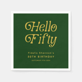 Hej Retro Grönt och Guld 50:e Födelsedagsfesten Pappersservett