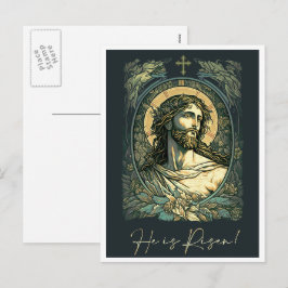Hej, Risen! Art nouveau Jesus Painting Påsk Helg Vykort