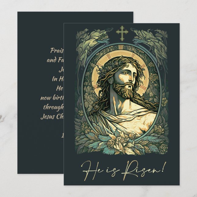 Hej, Risen! Art nouveau Jesus Painting Påsk Julkort (Fram/baksida)