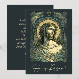 Hej, Risen! Art nouveau Jesus Painting Påsk Julkort