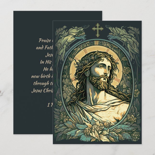 Hej, Risen! Art nouveau Jesus Painting Påsk Julkort (Fram/baksida)