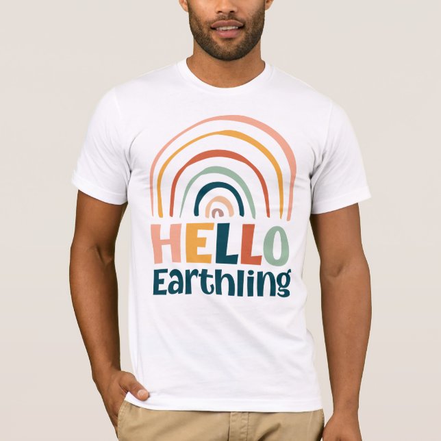 Hej roligt Rinborekorfärgad boho T Shirt (Framsida)