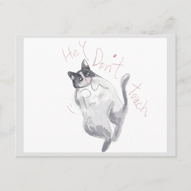 Hej! Rör inte - vykort för katt (Framsida)