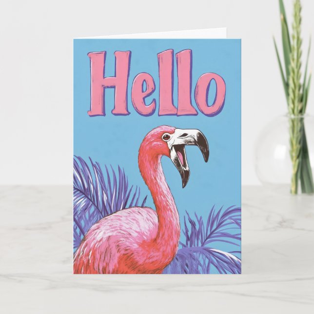 Hej Rosa Flamingo Helgkort (Framsida)