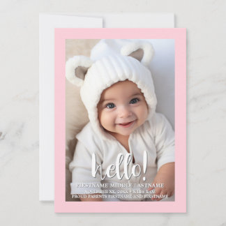 Hej Rosa Flicka Whimsical Baby Foto Meddelande