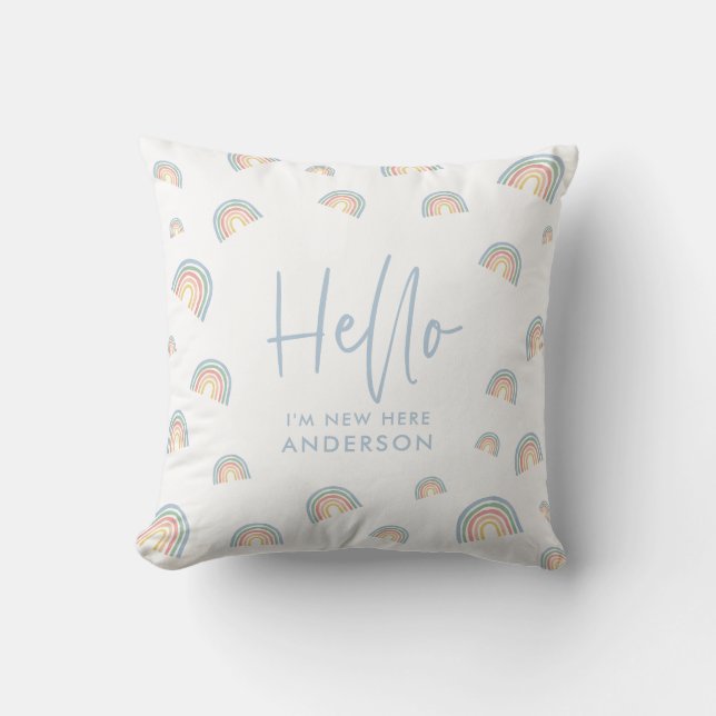 Hej rosa girly regnbåge nyfödd bebis baby bib kudde (Framsida)
