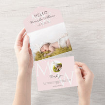 Hej Rosa Monogram Photo Birth Notice