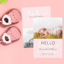 Hej Rosa Monogram Photo Birth Notice