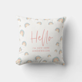 Hej rosa Romegly regnbåge nyfödd bebis babybib kas Kudde