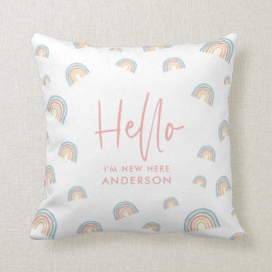 Hej rosa Romegly regnbåge nyfödd bebis babybib kas Kudde