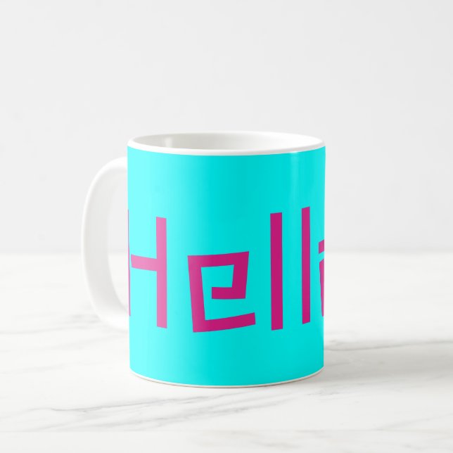 Hej rosa turkos kaffemugg (Framsida vänster)