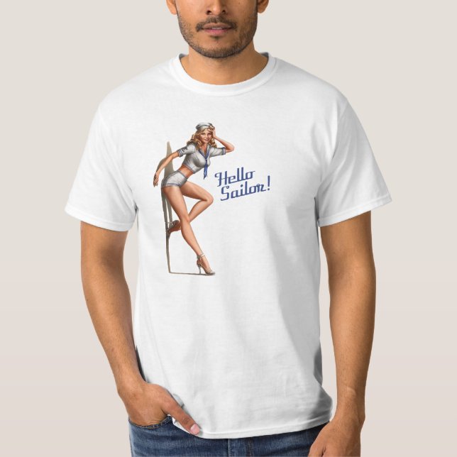 Hej Sailor! Fäst upp flicka T-Shirt (Framsida)