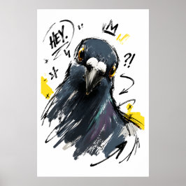 Hej Sassy Pigeon Porträtt – Djärv Handritad Fågel Poster