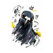 Hej Sassy Pigeon Porträtt – Djärv Handritad Fågel
