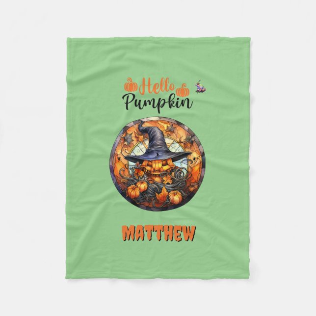 Hej Scary Hallow'en Pumpkin Fleecefilt (Framsidan)