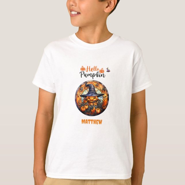 Hej Scary Hallow'en Pumpkin T Shirt (Framsida)