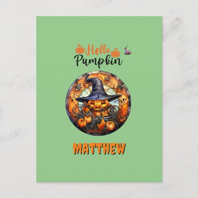 Hej Scary Hallow'en Pumpkin Vykort (Framsida)