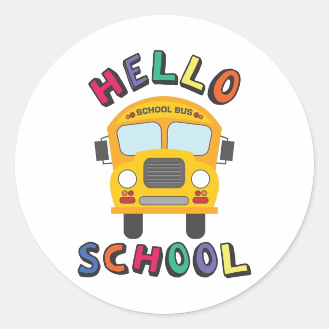 Hej School Runt Klistermärke (Framsida)