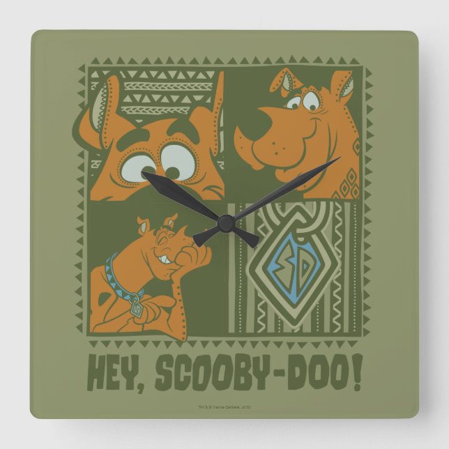 Hej Scooby-Doo Tribal Square Graphic Fyrkantig Klocka (Framsida)