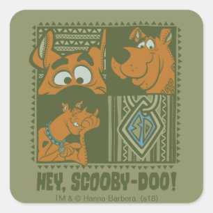 Hej Scooby-Doo Tribal Square Graphic Fyrkantigt Klistermärke