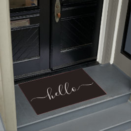 Hej Script Black White Modern Door Mat