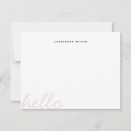 Hej Script Blush Rosa Minimalistisk Personlig Anteckningskort