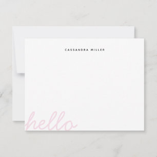 Hej Script Blush Rosa Minimalistisk Personlig Anteckningskort