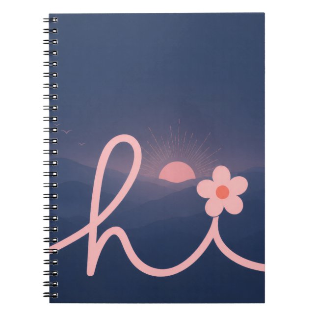 "hej" Script Mountain Sunset Design Anteckningsbok (Framsidan)