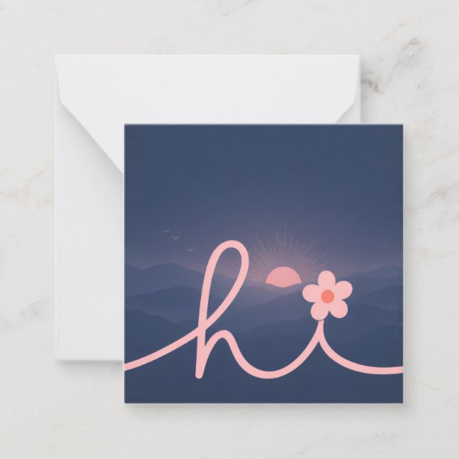 "hej" Script Mountain Sunset Design Anteckningskort (Framsida)
