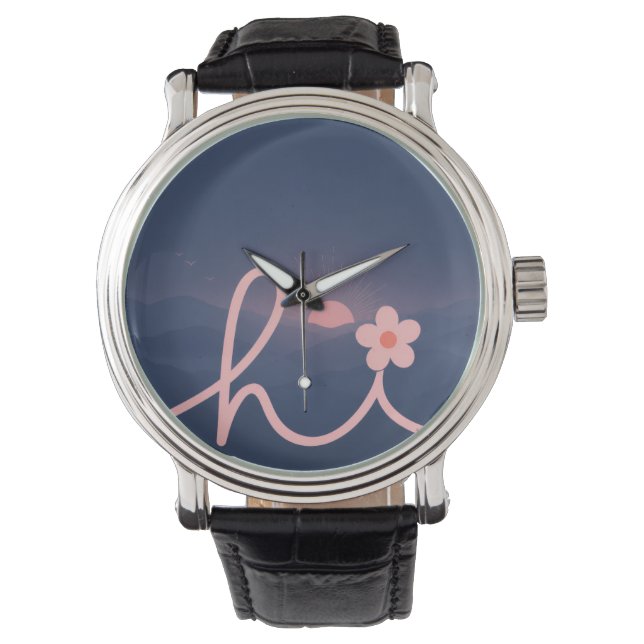 "hej" Script Mountain Sunset Design Armbandsur (Framsida)