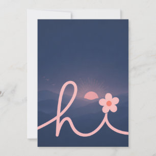 "hej" Script Mountain Sunset Design Inbjudningar