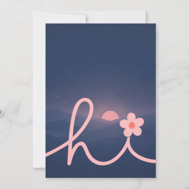 "hej" Script Mountain Sunset Design Inbjudningar (Framsida)