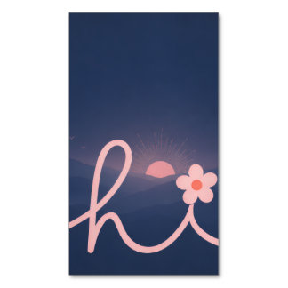 "hej" Script Mountain Sunset Design Magnetiska Visitkort