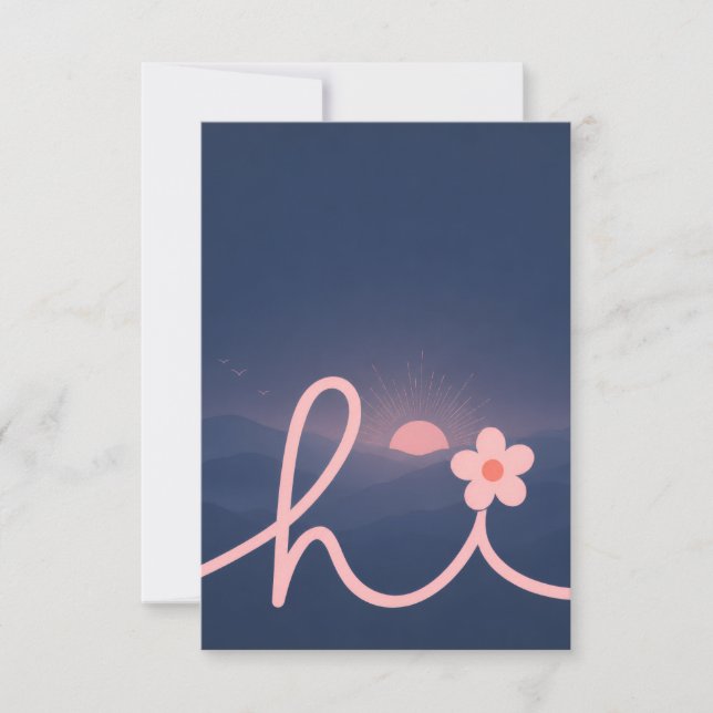 "hej" Script Mountain Sunset Design Tack Kort (Framsida)