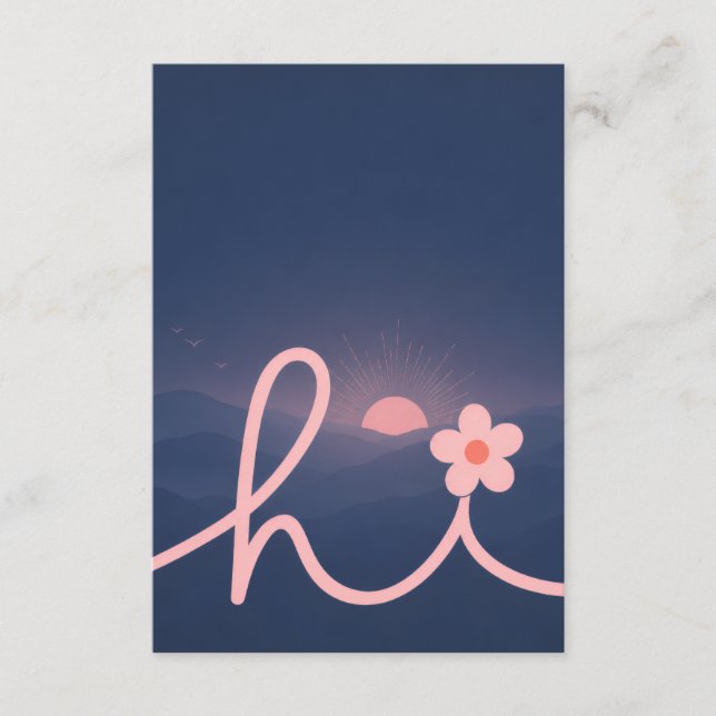 "hej" Script Mountain Sunset Design Tilläggskort (Framsida)